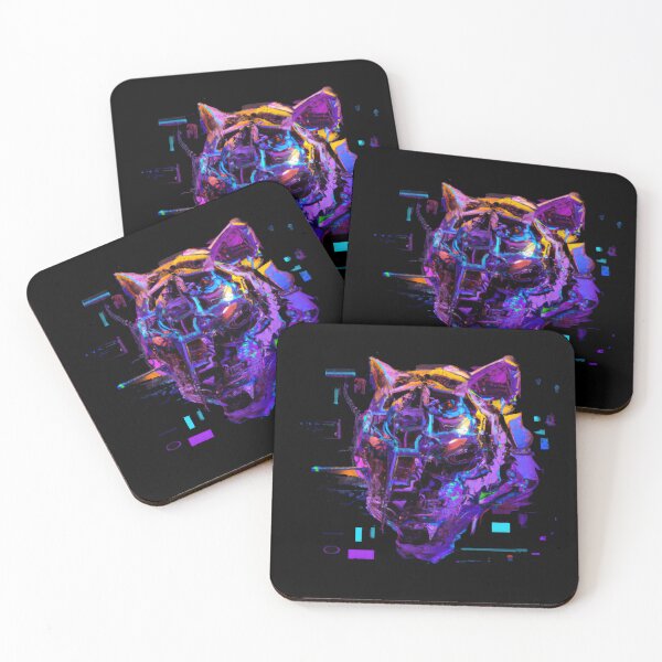 Item preview, The Tiger Beyond Time A Neon sci-fi Portrait l designed and sold by Cosmic-graphics.