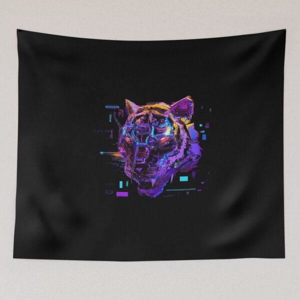Item preview, The Tiger Beyond Time A Neon sci-fi Portrait l designed and sold by Cosmic-graphics.