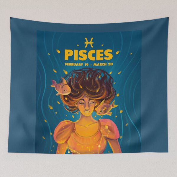 Item preview, Pisces Zodiac Sign Birth Chart Artwork designed and sold by DarrriaDesign.