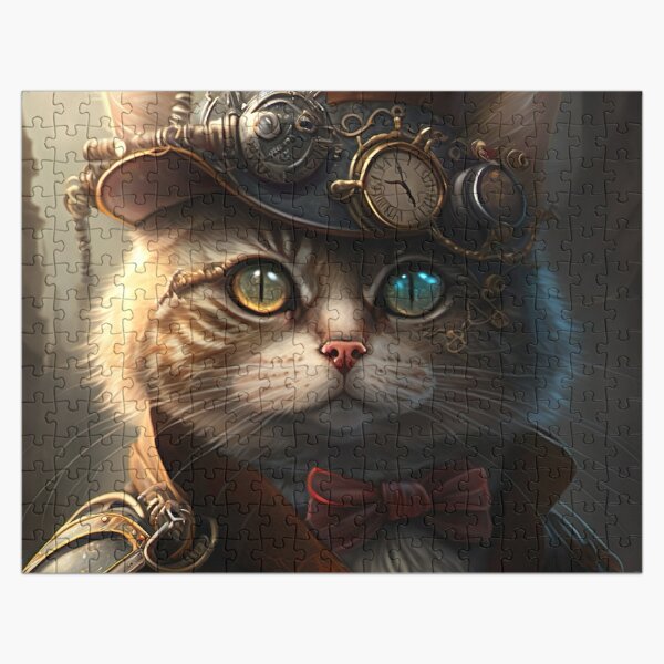 Steampunk Pitbull Dog in Clockwork Glassess Steampunk Gift #1 Jigsaw Puzzle