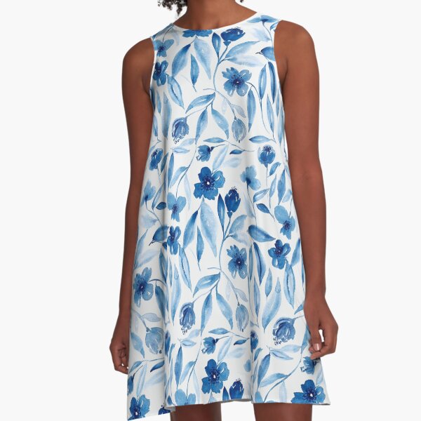 Prussian Floral A-Line Dress