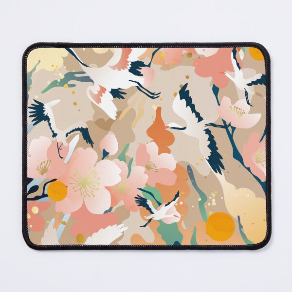 Item preview, colorful cloud peach blossom crane designed and sold by UnaWu533.