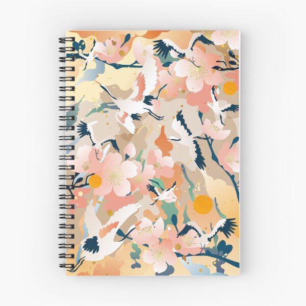 Item preview, colorful cloud peach blossom crane designed and sold by UnaWu533.
