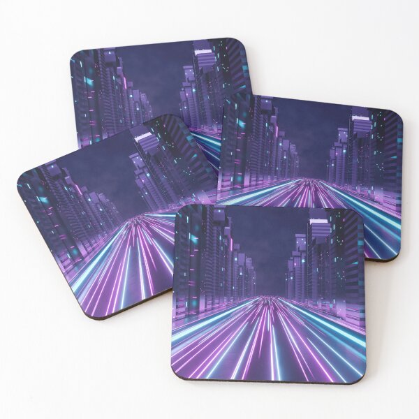 Item preview, 3d rendering futuristic city with neon light trail designed and sold by Pico86.