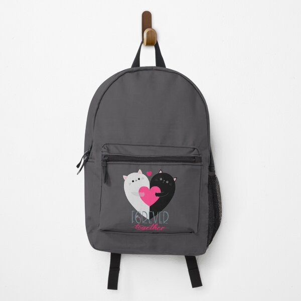 Item preview, forever together, illustration of cute cat couple hugging with a cute pink heart as a token of their love. designed and sold by Malogue.