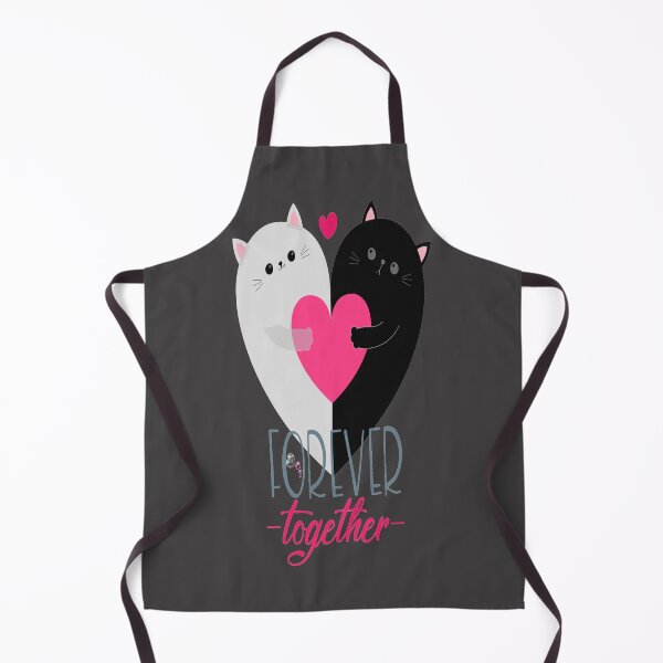 Item preview, forever together, illustration of cute cat couple hugging with a cute pink heart as a token of their love. designed and sold by Malogue.