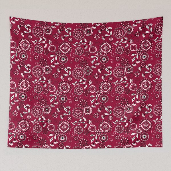 Item preview, Seamless retro texture with flowers on a red background designed and sold by fuzzyfox.
