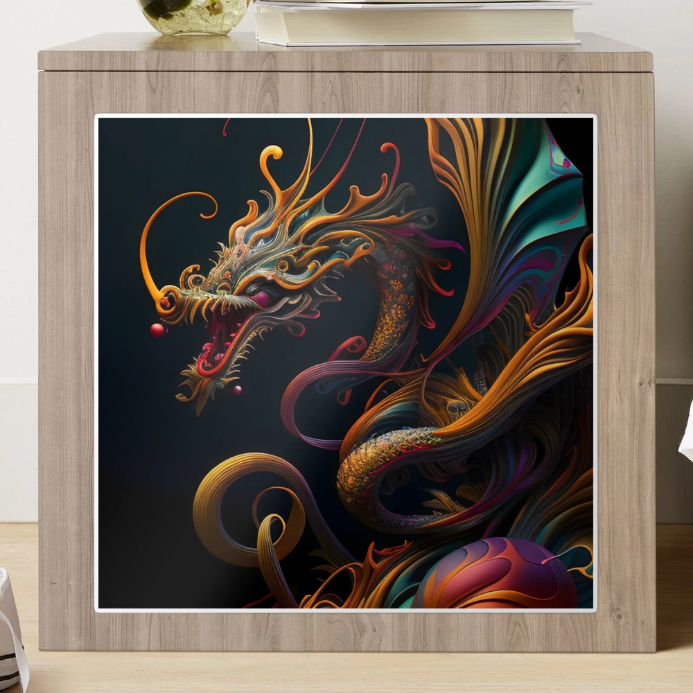 Neon - Abstract - Chinese Dragon - Digital Art Design Sticker for
