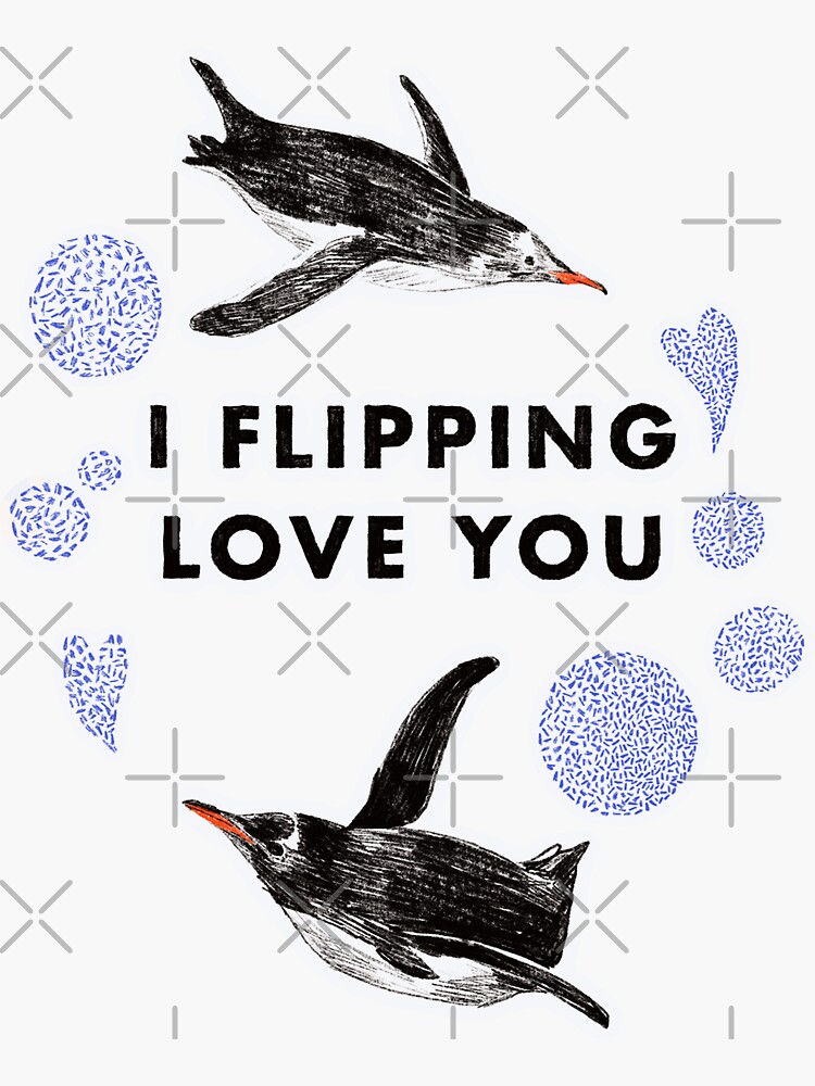Thumbnail 3 of 3, Sticker, I flipping love you designed and sold by ddanyen.
