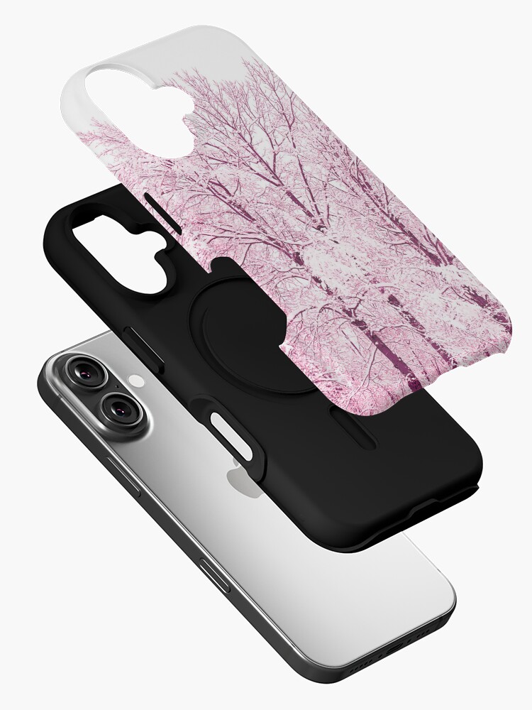 Thumbnail 2 of 4, iPhone Case, Dreamy Snowy Trees 3 designed and sold by OneDayArt.