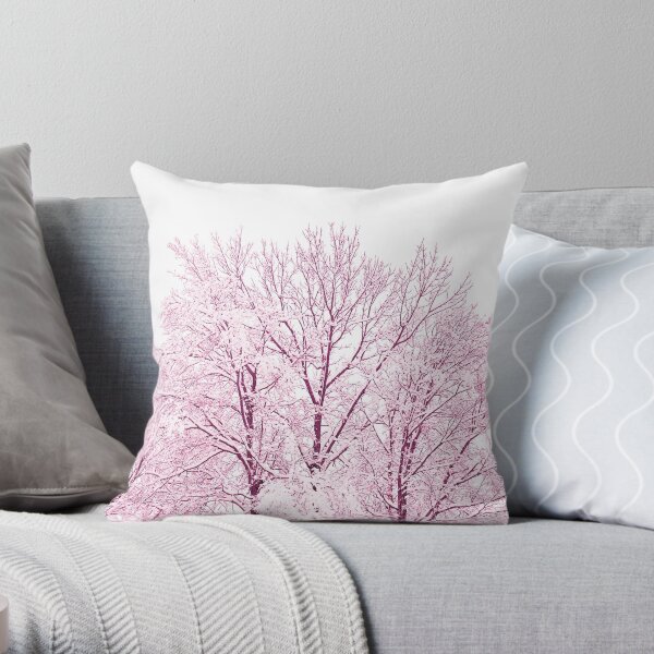 Dreamy Snowy Trees 3 Throw Pillow