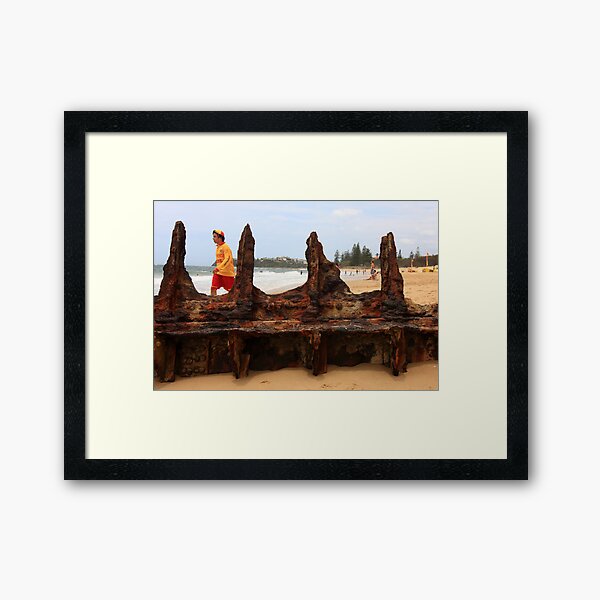Lifeguard at Dicky Beach Framed Art Print