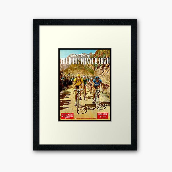 LE TOUR DE FRANCE; Vintage Bicycle Racing Print Framed Art Print