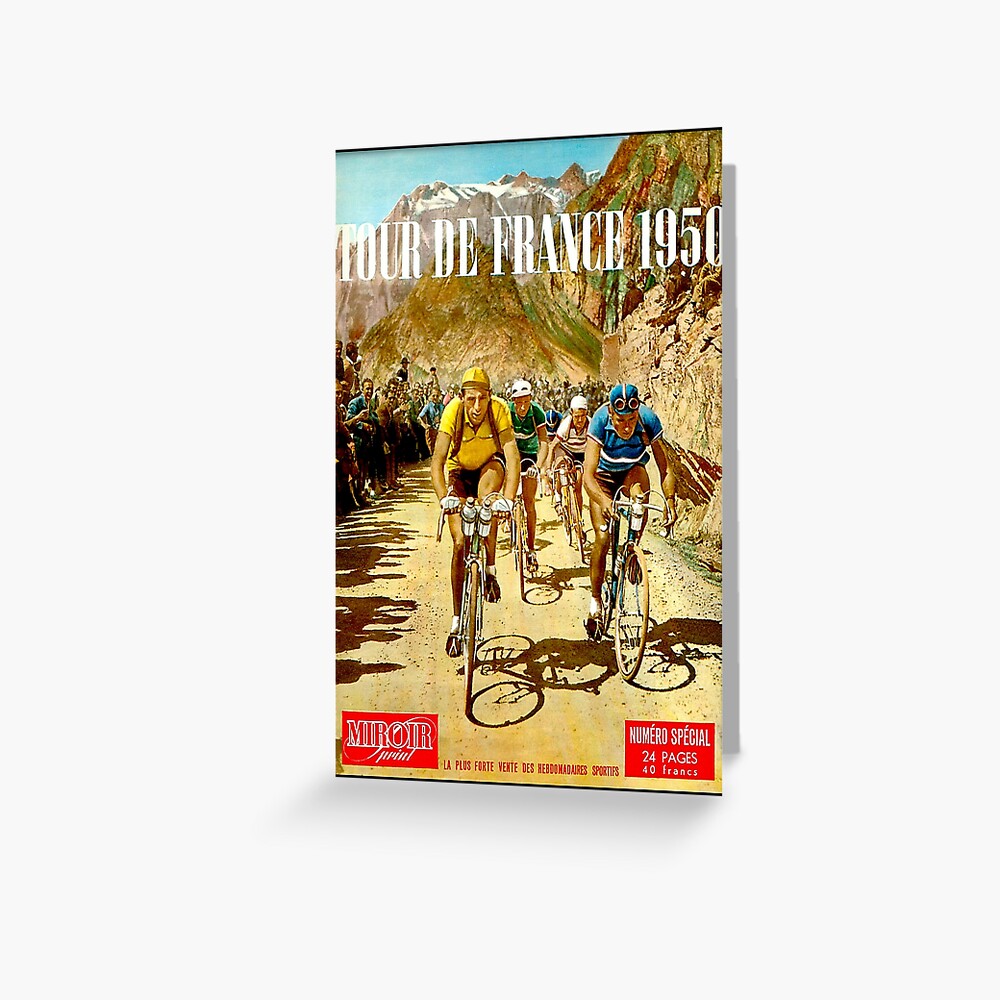 LE TOUR DE FRANCE; Vintage Bicycle Racing Print Greeting Card