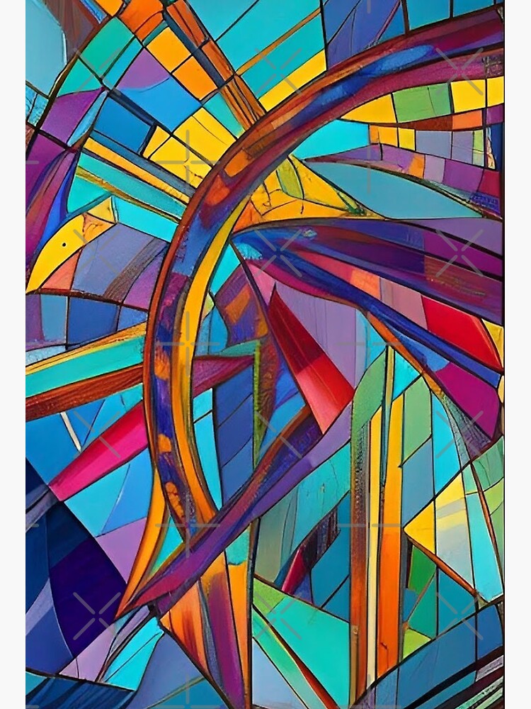 Colorful Abstract Geometric Stained Glass Pattern colorful-abstract-geometric-stained-glass-pattern-art-board-print-for-sale-by-cattlettart-redbubble