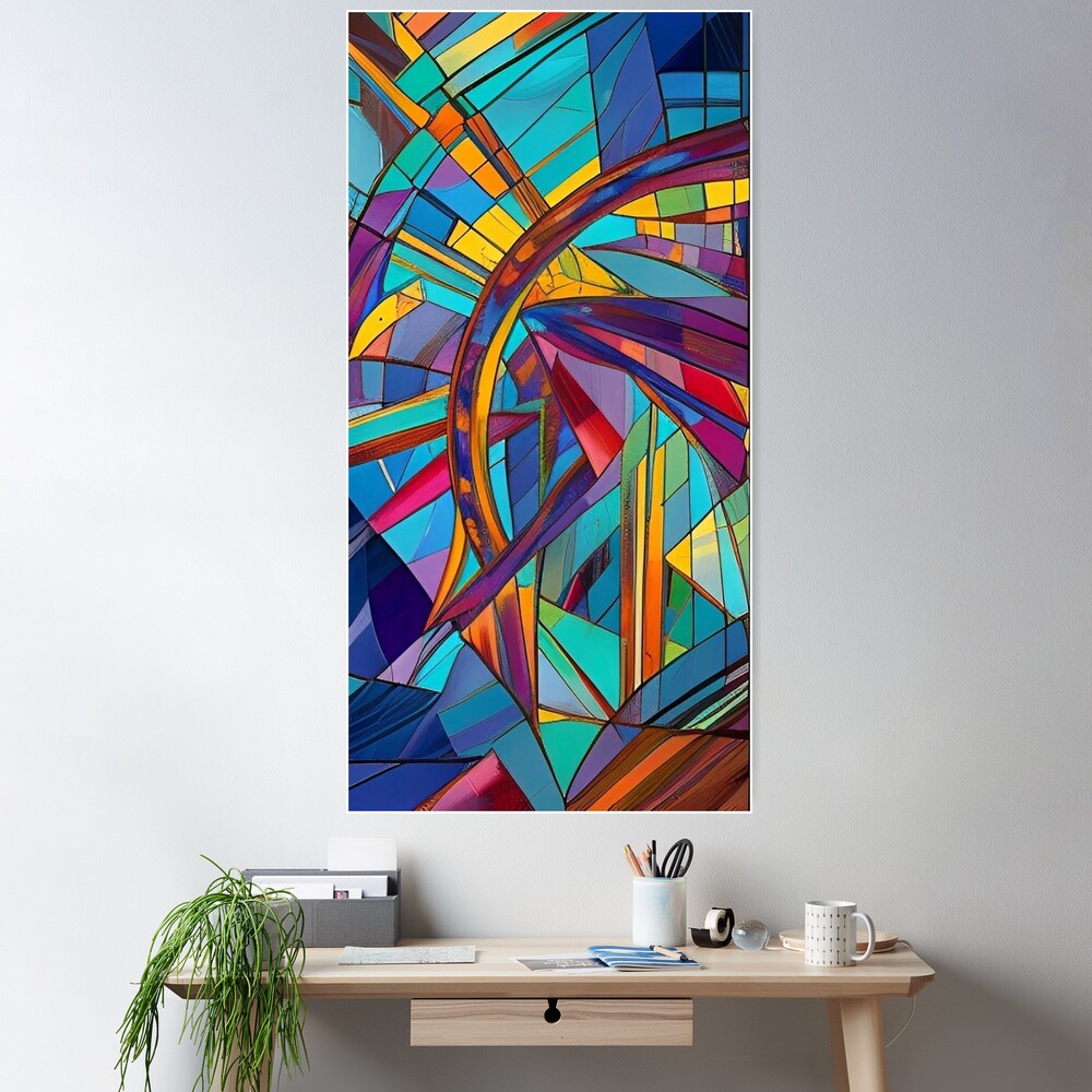 Abstract Geometric Stained Glass Pattern Graphic by Aamo