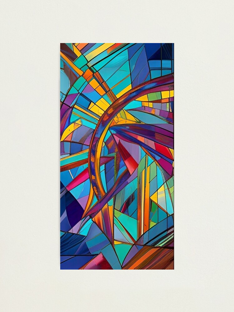 Colorful Abstract Geometric Stained Glass Pattern colorful-abstract-geometric-stained-glass-pattern-photographic-print-for-sale-by-cattlettart-redbubble