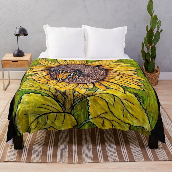 Monarch Sunflower Throw Blanket