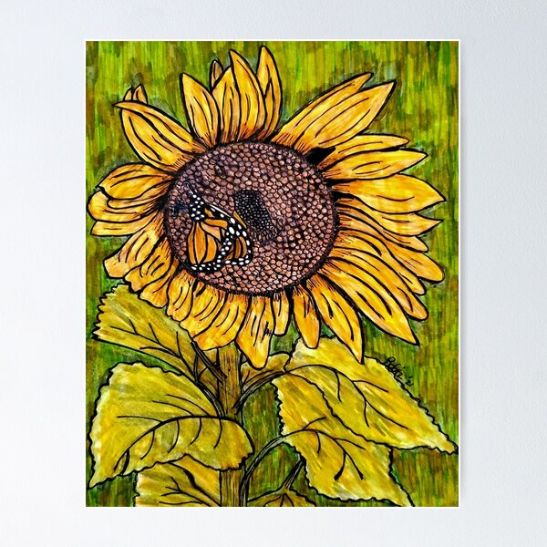 Monarch Sunflower Poster
