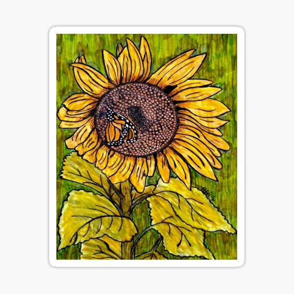 Monarch Sunflower Sticker