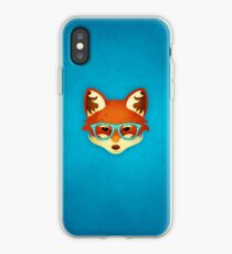 Hipster Fox: Blue iPhone Case