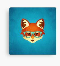 Hipster Fox: Blue Canvas Print