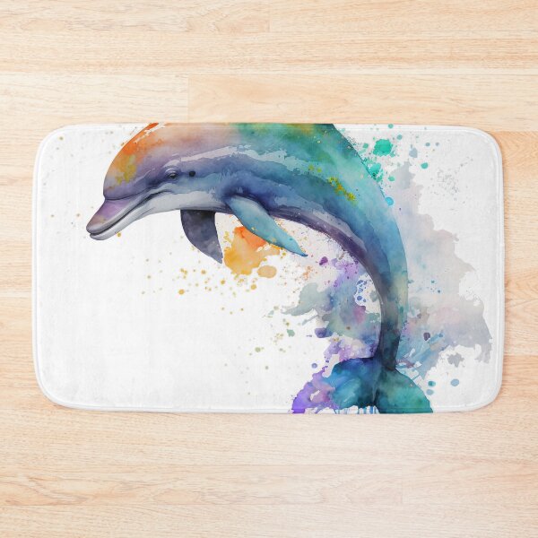 Item preview, Dolphin watercolor colorful ocean coastal sea life art   designed and sold by thearttist.
