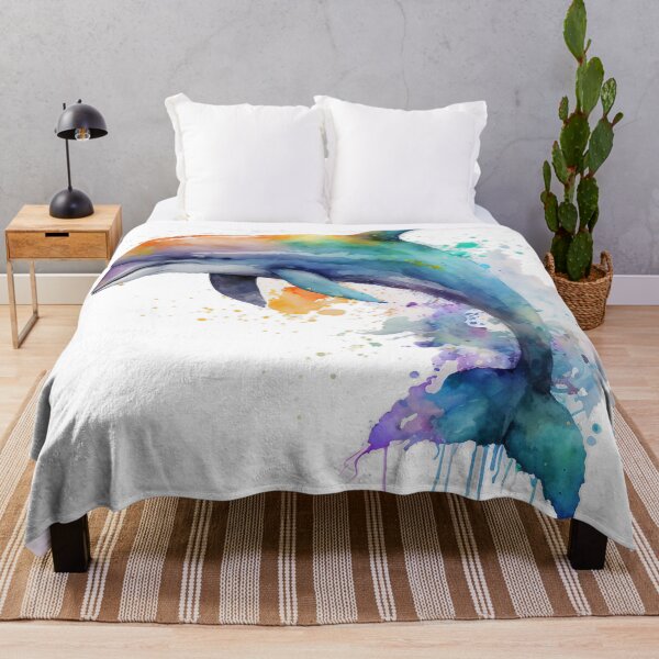 Item preview, Dolphin watercolor colorful ocean coastal sea life art   designed and sold by thearttist.