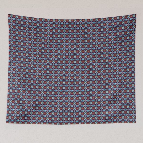 Item preview, Embroidered Diamond Textile Pattern in Blue and Green designed and sold by TrippyTextiles.