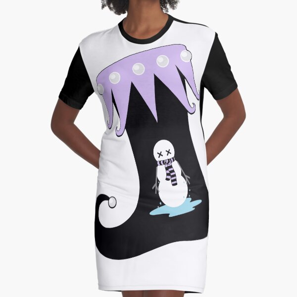 Pastel Goth Christmas | Creepy Stocking | Dying Snowman Graphic T-Shirt Dress