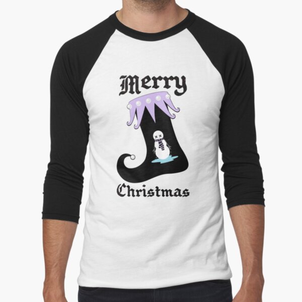 Pastel Goth Christmas | Creepy Stocking | Dying Snowman Baseball ¾ Sleeve T-Shirt