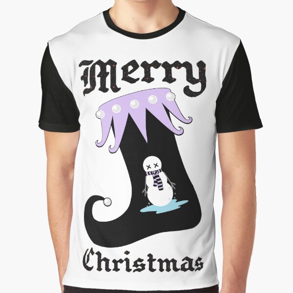 Pastel Goth Christmas | Creepy Stocking | Dying Snowman Graphic T-Shirt