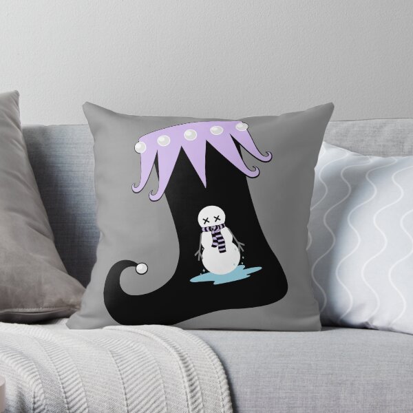 Pastel Goth Christmas | Creepy Stocking | Dying Snowman Throw Pillow