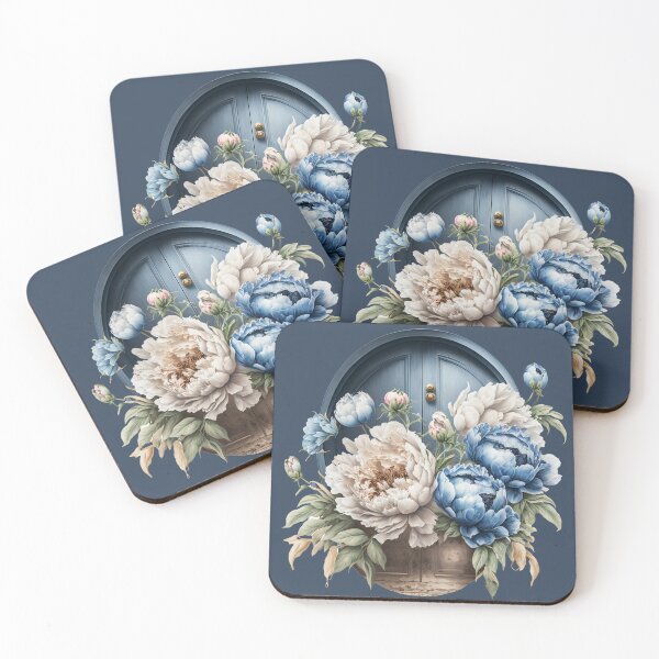 Item preview, Blue and Cream Peonies at the Front Door designed and sold by Sherry Hallemeier.