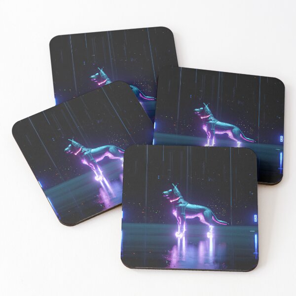 Item preview, The Neon Dog, A Retro Futuristic Portrai designed and sold by Cosmic-graphics.
