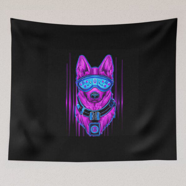 Item preview, Futuristic Pup A Synthwave Love Story designed and sold by Cosmic-graphics.