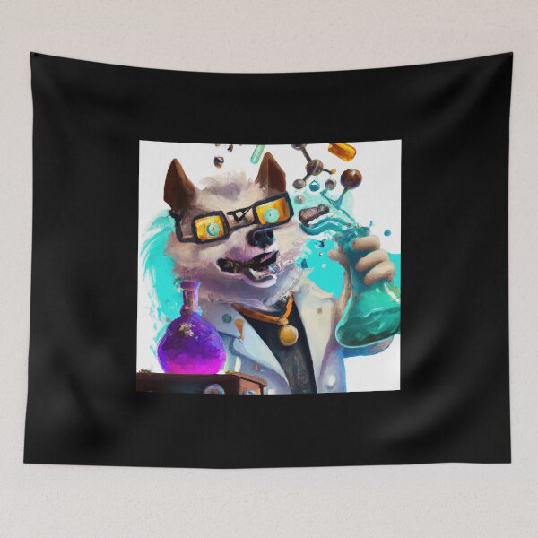 Item preview, A Cute crazy Scientist Pup in a Synthwave Lab designed and sold by Cosmic-graphics.