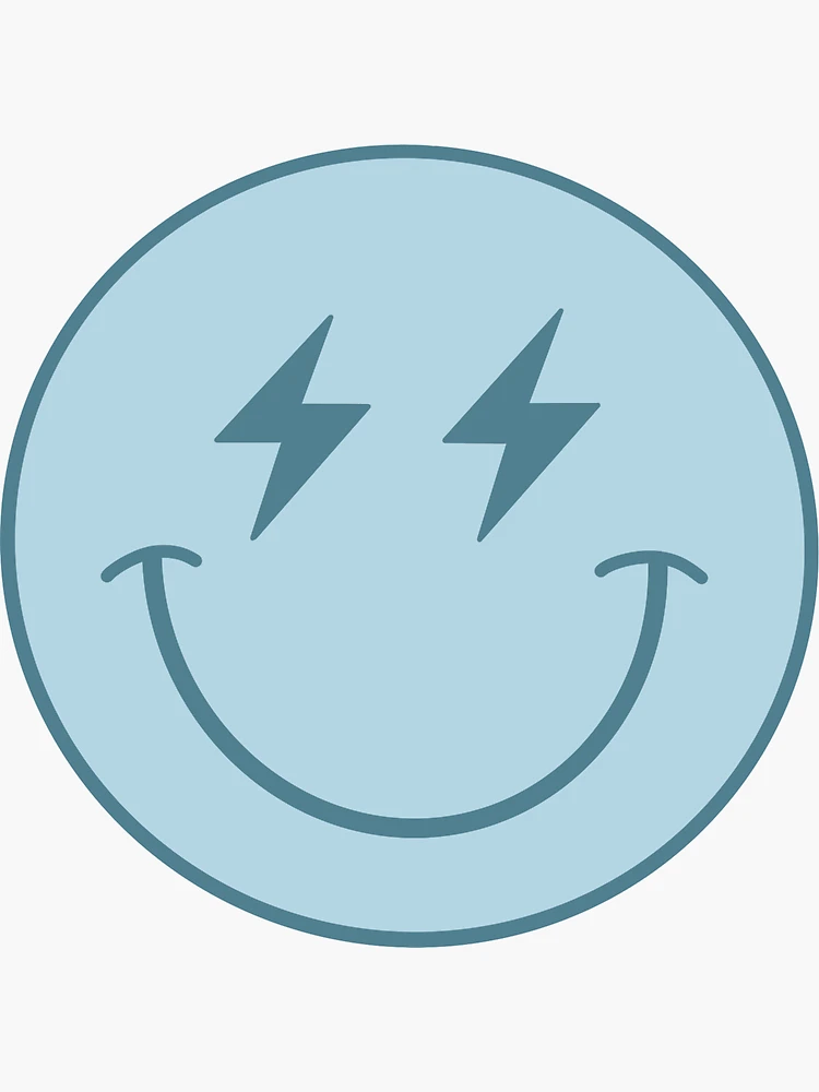 Blue lightning bolt smiley face
