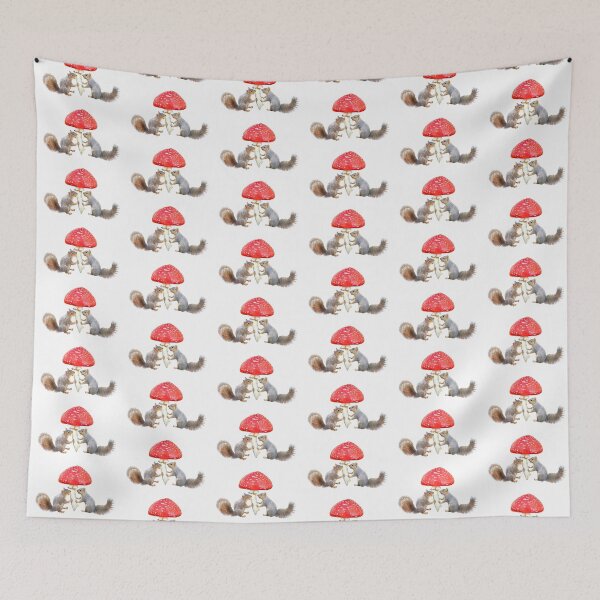 Item preview, Squirrels with Red Amanita Mushroom designed and sold by catsclips.