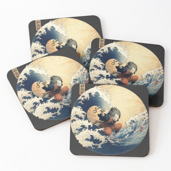 Artikelvorschau, Goku surft auf der Great Wave Kanagawa - Hokusai inspiriert entworfen und verkauft von Crinkl.