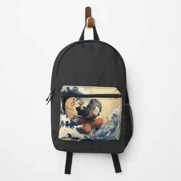 Artikelvorschau, Goku surft auf der Great Wave Kanagawa - Hokusai inspiriert entworfen und verkauft von Crinkl.