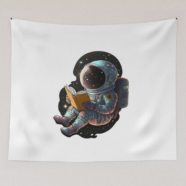 Item preview, Astronaut Reading in space Digital Illustration designed and sold by HowlHei.