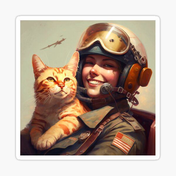 Item preview, Take Flight with the Purr-fect Duo: Ace Pilot and Happy Co-Pilot Cat designed and sold by 3D-Elegance-Art.