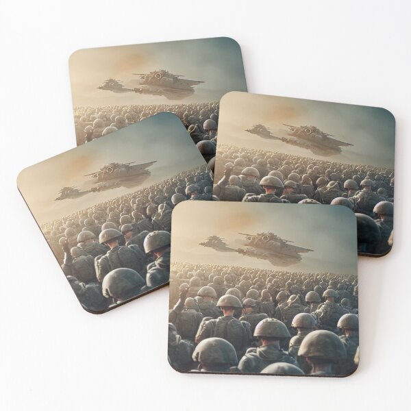 Item preview, Military Soldiers with Gear Running Through Desert with Air Force Helicopters designed and sold by bryanchvzz.