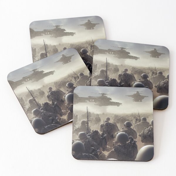 Item preview, Military Soldiers with Gear Running Through Desert with Air Force Helicopters designed and sold by bryanchvzz.