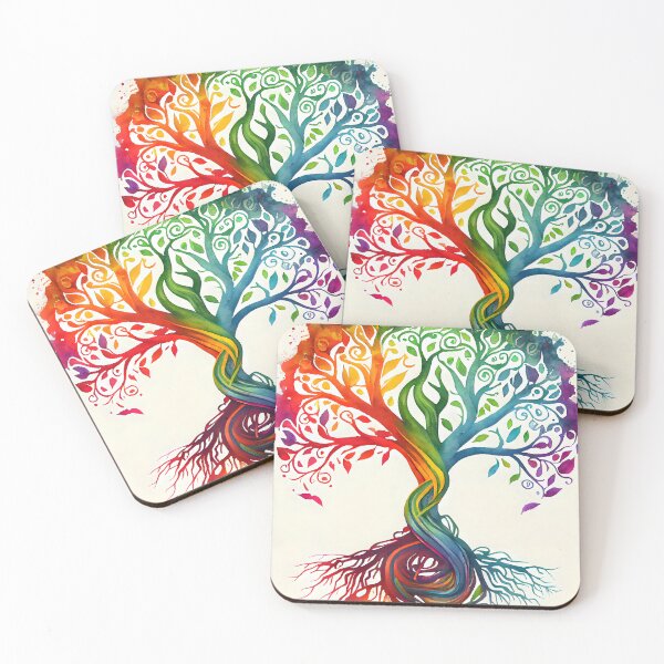Item preview, Celtic Tree of Life Rainbow Colored Watercolor Pagan  designed and sold by CGSGraphics.