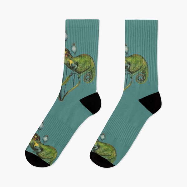 Item preview, green turquoise chameleon with flowers designed and sold by MarieEclair.