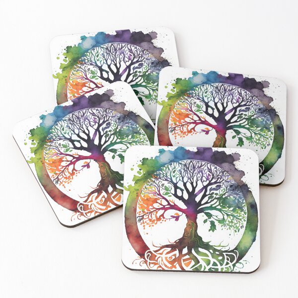 Item preview, Rainbow Colored Celtic Tree of Life Watercolor Pagan Wiccan designed and sold by CGSGraphics.