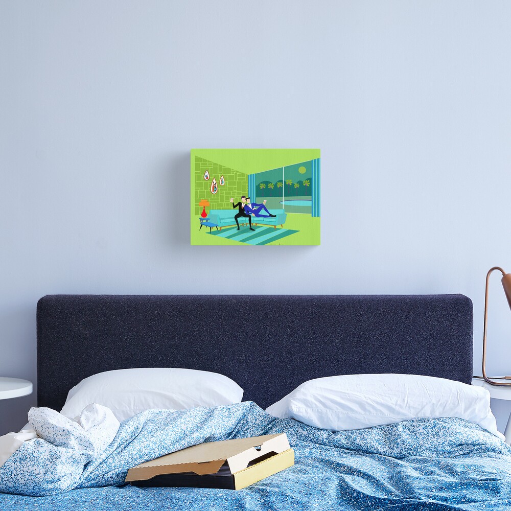 Retro Romantic Gay Couple Canvas Print