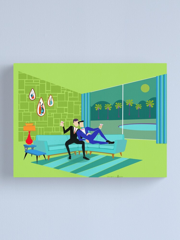 Alternate view of Retro Romantic Gay Couple Canvas Print